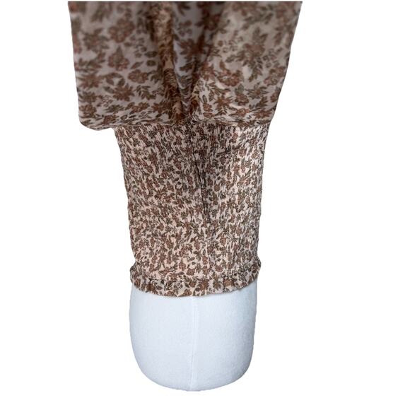 Japna's Women's Crop Top Sz L Stretch Bodice Long Sleeve Tan Floral - Picture 5 of 13